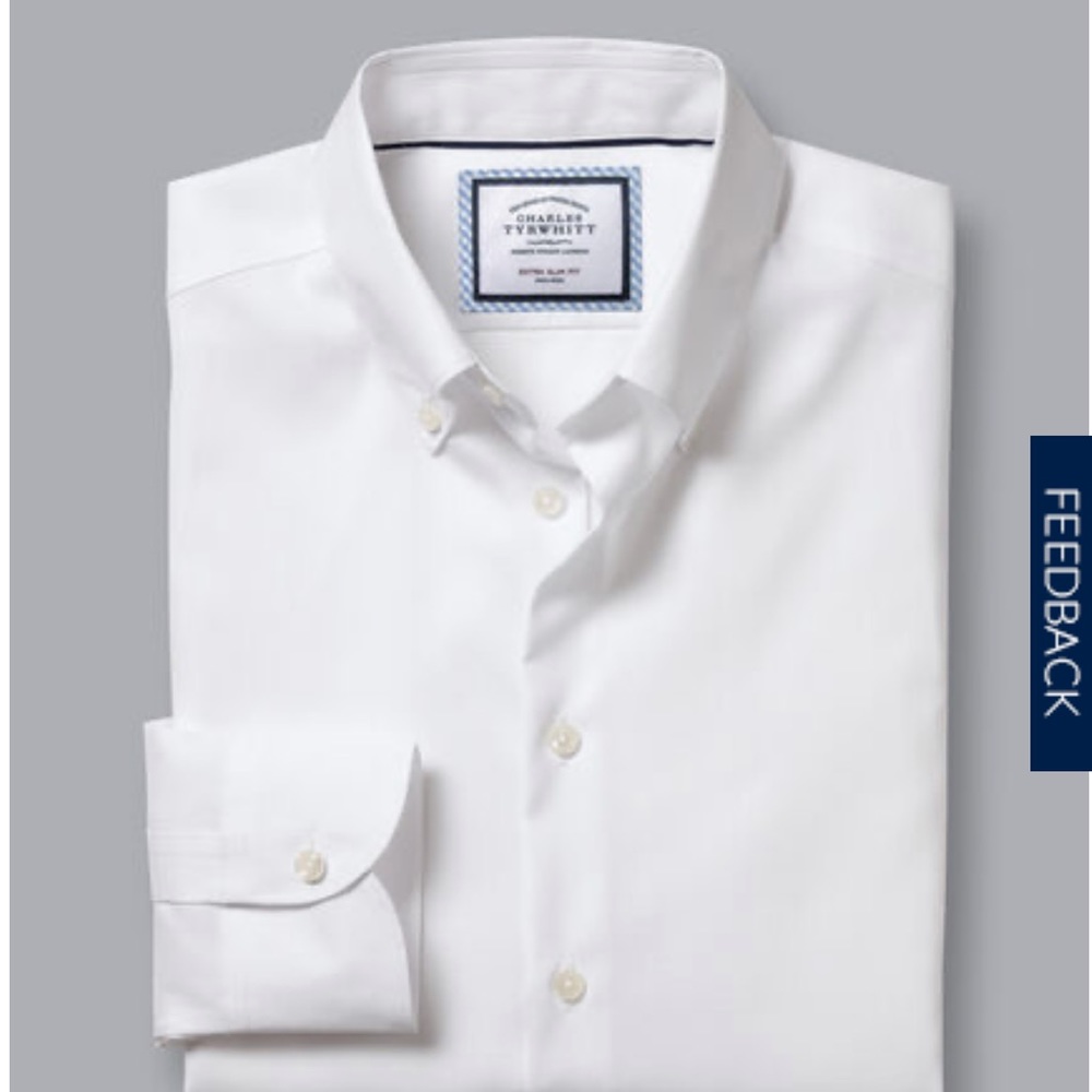 Charles Tyrwhitt Button-Down Collar Non-Iron Shirt - White